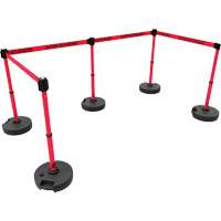 PLUS Barrier Post Set X5, Plastic, 42" H, Red Tape, 15' Tape Length Pryde Industrial Inc.