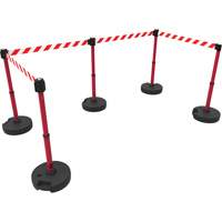 PLUS Barrier Post Set X5, Plastic, 42" H, Red Tape, 15' Tape Length Pryde Industrial Inc.