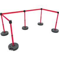 PLUS Barrier Post Set X5, Plastic, 42" H, Red Tape, 15' Tape Length Pryde Industrial Inc.