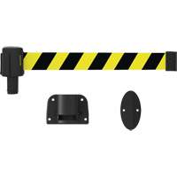 PLUS Wall Mount Barrier System, Plastic, Screw Mount, 15', Black and Yellow Tape Pryde Industrial Inc.