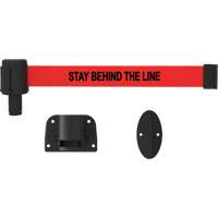 PLUS Wall Mount Barrier System, Plastic, Screw Mount, 15', Red Tape Pryde Industrial Inc.