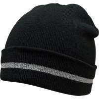 Bonnet en tricot avec bande r&eacute;fl&eacute;chissante argent&eacute;e, Taille unique, Noir Pryde Industrial Inc.