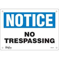 Enseigne No Trespassing, 7" x 10", Aluminium, Anglais Pryde Industrial Inc.