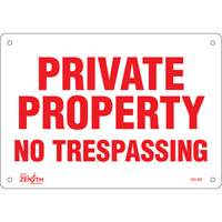 "Private Property" Sign, 7" x 10", Plastic, English Pryde Industrial Inc.