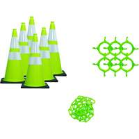 Traffic Cone & Chain Kit, 28", Green, 4" & 6" Reflective Collar(s) Pryde Industrial Inc.