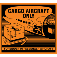 "Cargo Aircraft Only" Handling Labels, 4-3/4" L x 4-1/4" W, Orange Pryde Industrial Inc.