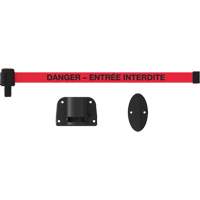 Plus Wall Mount Barrier System, Plastic, Screw Mount, 15', Red Tape Pryde Industrial Inc.
