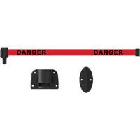 Plus Wall Mount Barrier System, Plastic, Screw Mount, 15', Red Tape Pryde Industrial Inc.