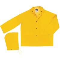 Classic Series Rain Jacket with Detachable Hood, Polyester/PVC, Large, Yellow Pryde Industrial Inc.