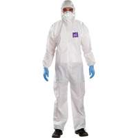 Alphatec Microchem Coveralls with Collar, Large, White, SMS Pryde Industrial Inc.