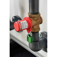 Housse de s&eacute;curit&eacute; pour fontaine et dispositif de cadenassage pour robinet &agrave; tournant, Ensemble Vanne/Robinet &agrave; eau Pryde Industrial Inc.