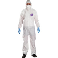 AlphaTec Microchem&reg; 3-Piece Chemical Resistant Coveralls with Hood, 2X-Large, White Pryde Industrial Inc.