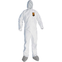KleenGuardA45 Liquid & Particle Protection Coveralls with Anti-Slip Shoe, Large, Grey/White, Microporous Pryde Industrial Inc.