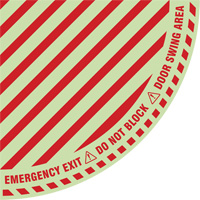 "Emergency Exit" Quarter Circle Swing Door Floor Sign, Adhesive, English with Pictogram Pryde Industrial Inc.