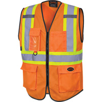 6958 Zipper Front Safety Vest, High Visibility Orange, Small, Polyester Pryde Industrial Inc.