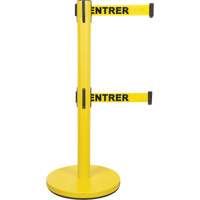 Barri&egrave;re pour le contr&ocirc;le des foules &agrave; courroie double, Acier, 35" h, Ruban Jaune, Longueur du ruban 7' Pryde Industrial Inc.