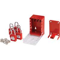 Boîte de cadenassage de groupe ultra compacte avec cadenas de s&eacute;curit&eacute; en nylon, Rouge Pryde Industrial Inc.