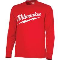 Heavy-Duty Long-Sleeved T-Shirt with Milwaukee&reg; Logo, Men's, Small, Red Pryde Industrial Inc.