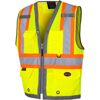 6673 Mesh-Back Zip-Front Surveyor's Vest, High Visibility Lime-Yellow, Small, Polyester Pryde Industrial Inc.