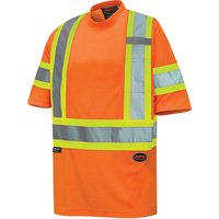 6970 Bird's-Eye Safety T-Shirt, Polyester, X-Small, High Visibility Orange Pryde Industrial Inc.