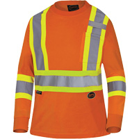 6968 Bird's-Eye Women's Safety T-Shirt, Polyester, X-Small, High Visibility Orange Pryde Industrial Inc.
