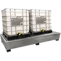 Ultra-Twin IBC Spill Pallet en acier, Capacit&eacute; de d&eacute;versement 370 gal. US, 103,8" x 26,8" x 51,1" Pryde Industrial Inc.