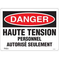 Enseigne  Haute tension , 10" x 14", Vinyle, Français Pryde Industrial Inc.