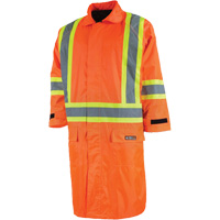 Long Rain Jacket with Detachable Hood, Nylon/PVC, Small, High Visibility Orange Pryde Industrial Inc.