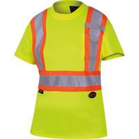 6949 Women's Bird's-Eye Safety T-Shirt, Polyester, X-Small, High Visibility Lime-Yellow Pryde Industrial Inc.