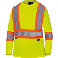 6969 Women's Bird's-Eye Long-Sleeved Safety Shirt, Polyester, X-Small, High Visibility Lime-Yellow Pryde Industrial Inc.