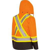 5020BBW Women's  7-in-1 Waterproof Jacket with Hood, Polyester/Polyurethane, High Visibility Orange, X-Small Pryde Industrial Inc.