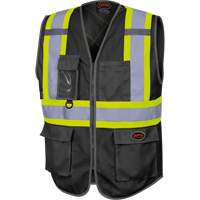 6959BK Tricot High-Visibility Safety Vest with Zipper Closure, Black, X-Small, Polyester Pryde Industrial Inc.