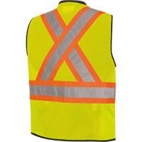 6895 High-Visibility Zip Front Bi-Colour Safety Vest, Black/High Visibility Lime-Yellow, 2X-Large/3X-Large, Polyester Pryde Industrial Inc.
