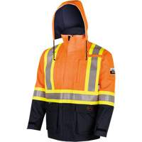 4484 Manteau de s&eacute;curit&eacute; Defender antistatique/ignifuge/anti-arc &eacute;lectrique en trilamin&eacute;, Petit, Noir/Orange haute visibilit&eacute;, 11 cal/cm² Pryde Industrial Inc.