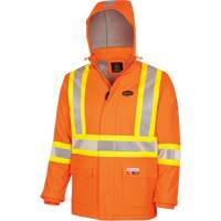 5884 Manteau imperm&eacute;able ignifuge et r&eacute;sistant aux arcs &eacute;lectriques avec capuchon Flash-Gard, Petit, Orange haute visibilit&eacute;, 51 cal/cm² Pryde Industrial Inc.