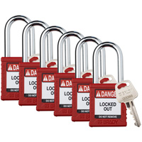 Cadenas de verrouillage Velocity, Rouge, Cl&eacute;s diff&eacute;rentes, Nylon, Largeur de 1-1/2" Pryde Industrial Inc.