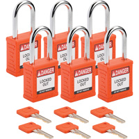 Cadenas de verrouillage Velocity, Orange, Cl&eacute;s diff&eacute;rentes, Nylon, Largeur de 1-1/2" Pryde Industrial Inc.