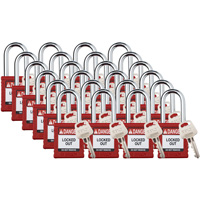 Cadenas de verrouillage Velocity, Rouge, Cl&eacute;s diff&eacute;rentes, Nylon, Largeur de 1-1/2" Pryde Industrial Inc.