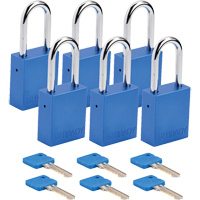 Cadenas de verrouillage Velocity, Bleu, Cl&eacute;s diff&eacute;rentes, Aluminium, Largeur de 1-1/2" Pryde Industrial Inc.