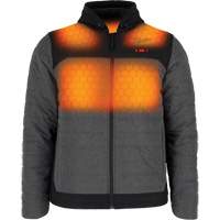 Veste chauffante M12 QuietShell avec pile, Hommes, Petit, Gris Pryde Industrial Inc.