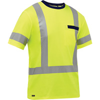 Bisley&reg; X-Back Short Sleeve Shirt, Poly-Cotton, Small, High Visibility Lime-Yellow Pryde Industrial Inc.