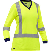 Bisley&reg; Women's X-Back Long Sleeve Shirt, Poly-Cotton, Small, High Visibility Lime-Yellow Pryde Industrial Inc.