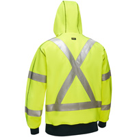 Coton ouat&eacute; doubl&eacute; de sherpa avec capuchon &agrave; fermeture &eacute;clair compl&egrave;te et X au dos Bisley, Petit, Jaune lime haute visibilit&eacute; Pryde Industrial Inc.
