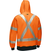 Coton ouat&eacute; doubl&eacute; de sherpa avec capuchon &agrave; fermeture &eacute;clair compl&egrave;te et X au dos Bisley, Petit, Orange haute visibilit&eacute; Pryde Industrial Inc.