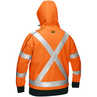 Coton ouat&eacute; doubl&eacute; de sherpa avec capuchon &agrave; fermeture &eacute;clair compl&egrave;te et X au dos Bisley pour femmes, Petit, Orange haute visibilit&eacute; Pryde Industrial Inc.