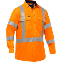 Bisley&reg; X-Back Long Sleeve Work Shirt with X-Airflow, Poly-Cotton, Small, High Visibility Orange Pryde Industrial Inc.