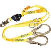 Twin-Leg Tie-Back Web Shock-Absorbing Lanyard, 6', Rebar Hook Center, Snap Hook Leg Ends, Polyester Pryde Industrial Inc.