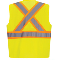Contrast-Striped Safety Vest, High Visibility Lime-Yellow, Small, Polyester Pryde Industrial Inc.