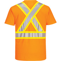 Contrast-Striped Safety T-Shirt, Polyester, Small, High Visibility Orange Pryde Industrial Inc.