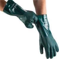 Double Dipped Green Gloves, 14" L, PVC, Cotton Jersey Inner Lining, 70-mil Pryde Industrial Inc.